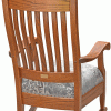 Back of light wooden rocking chair with cushion