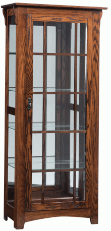 Mission Single Door Curio with Mullions