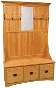 Mission 3 Drawer Hall Seat