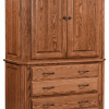 Detailed Wood Armoire With 4 Drawers
