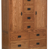 Wood Armoire With Eight Drawers And Black Hardware