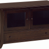 Dark Wood TV Cabinet With Glass Doors