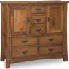 wooden dresser with drawers and two cabinet doors