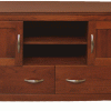 wooden tv stand with open middle shelving