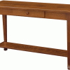 wooden sofa table with thin curved legs