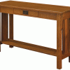 wooden sofa table with single drawer and thick rails