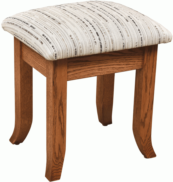 A small, wooden stool with a cushion