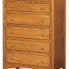 light wooden dresser with 5 full drawers and 2 half drawers