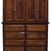 dark brown wooden cabinet with 8 drawers and 4 doors