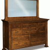 wooden dresser with drawers and a mirror