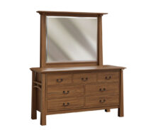 Amish Artesa 7 Drawer Dresser with Tall Mirror