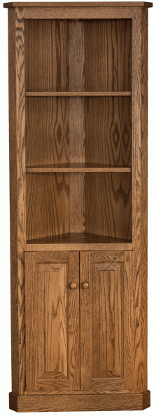 Traditional Corner Bookcase with Doors