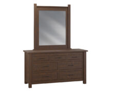 Amish Early American Rustic 7-Drawer Dresser with Mirror in Rustic Cherry